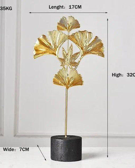 Exquisite Golden Metal Art Decor with Elegant Palm Leaf Pattern
