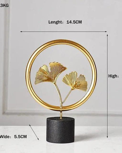 Exquisite Golden Metal Art Decor with Elegant Palm Leaf Pattern