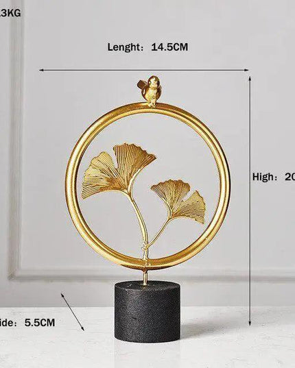 Exquisite Golden Metal Art Decor with Elegant Palm Leaf Pattern