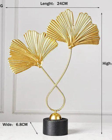 Exquisite Golden Metal Art Decor with Elegant Palm Leaf Pattern