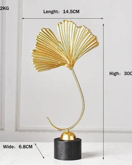 Exquisite Golden Metal Art Decor with Elegant Palm Leaf Pattern