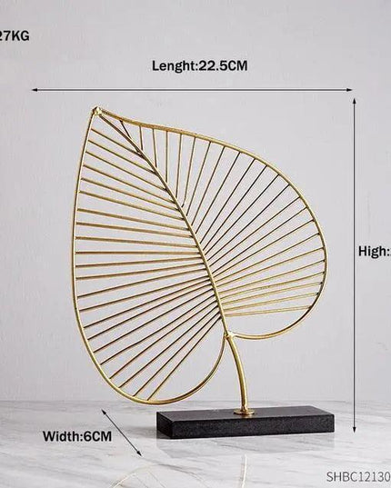 Exquisite Golden Metal Art Decor with Elegant Palm Leaf Pattern