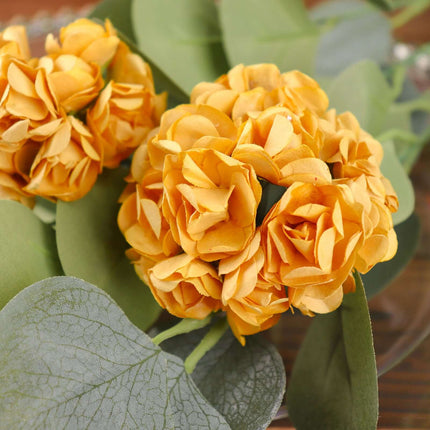 AliKopy 144 Gold Paper Mini Craft Roses - DIY, Wire Stems Included