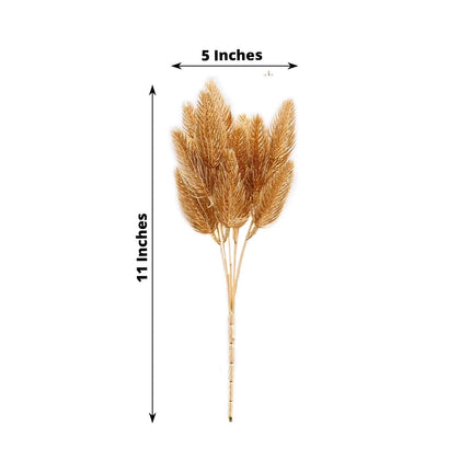 AliKopy 4-Pack Metallic Gold Artificial Pine Branches - Flexible Faux