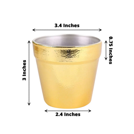AliKopy 6 Pack 3" Gold Plastic Party Favor Buckets, Mini Planters