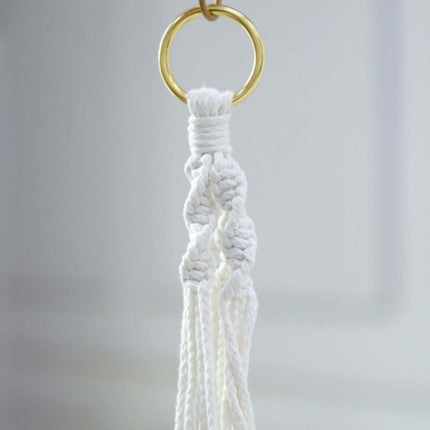 AliKopy 2-Pack Ivory Boho Hanging Planter Baskets - Cotton Rope, Tasse