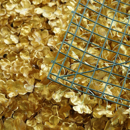 AliKopy 11 Sq Ft Gold UV Protected Hydrangea Flower Wall Mat - 4 Panel