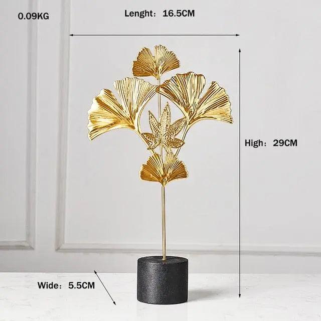 Golden Ginkgo Leaf Metal Wall Art Decoration, Vintage Style, Personalized Options, Fast Shipping
