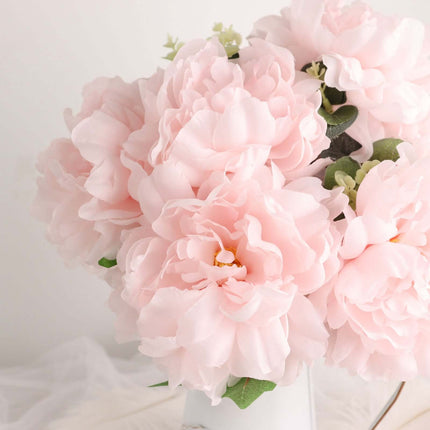 AliKopy 17" Blush Artificial Silk Peony Bouquets - Real Touch, 2 Pack