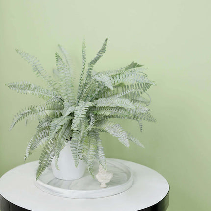 AliKopy 2 Stems Frosted Green Boston Fern - Lifelike Indoor Decor