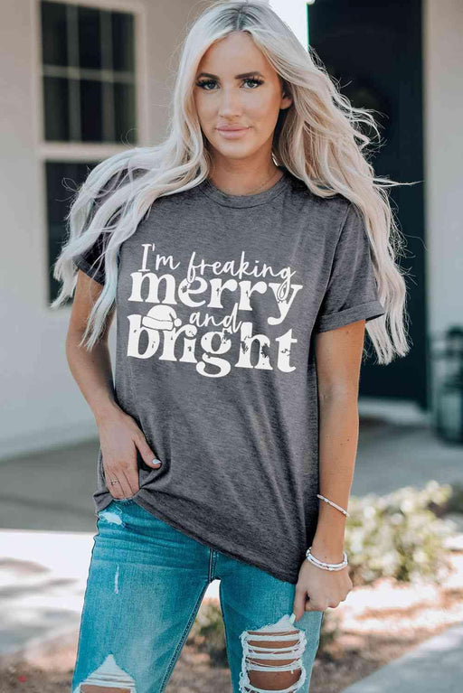Slogan Graphic Print Round Neck Tee for Effortless Casual Style