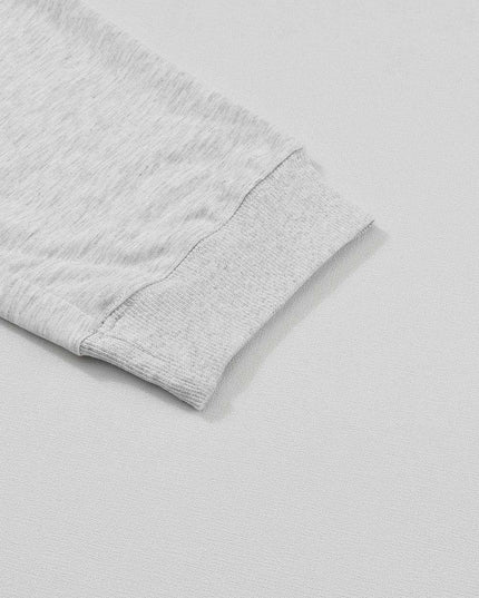 Trendy Gray Half-Zip Lounge Set with Stylish High-Waisted Pants