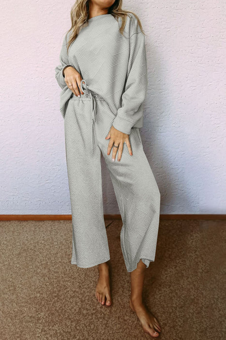 Relaxed Gray Textured 2-Piece Lounge Set