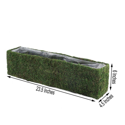 AliKopy 23" Rustic Metal Planter Box with Inner Lining & Green Moss