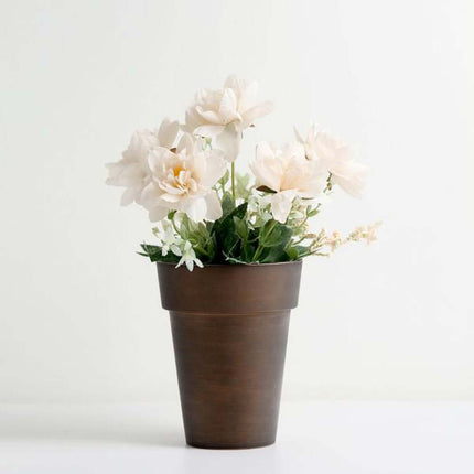 AliKopy 2-Pack Rustic Brown Flower Pots - 6" Plastic Indoor Planters