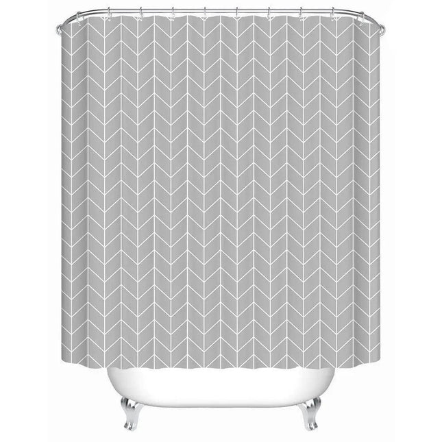 Chic Grey Geometric Shower Curtain with a Fun Twist