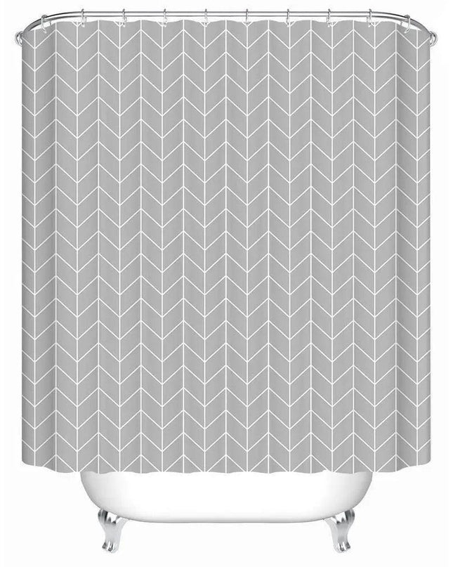Chic Grey Geometric Shower Curtain with a Fun Twist