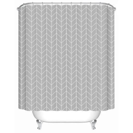 Grey Geometric Printing Shower Curtain Waterproof Mildewproof
