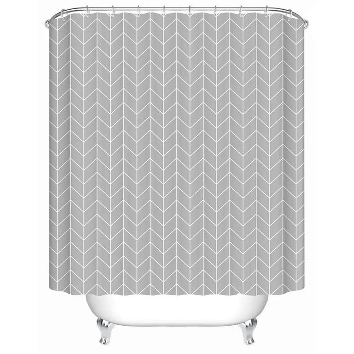 Grey Geometric Print Shower Curtain with a Playful Twist