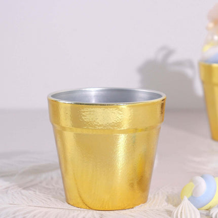 AliKopy 6 Pack 3" Gold Plastic Party Favor Buckets, Mini Planters