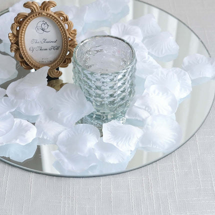 AliKopy 500-Pack White Silk Rose Petals - Round Design, Table Decor