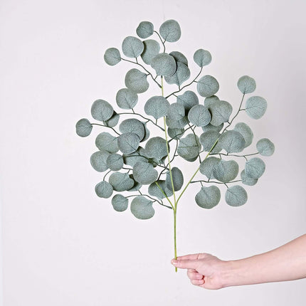 AliKopy 4 Pack 25" Frosted Green Eucalyptus Leaf Branches - Realistic