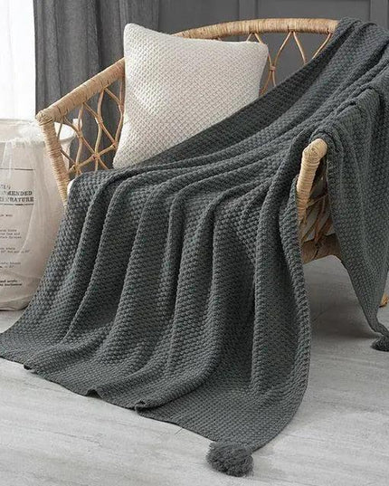 Chic Tassel-Embellished Plush Weighted Knit Throw Blanket - Ultimate Comfort Redefined