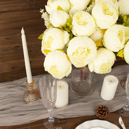 AliKopy 2 Pack 19" Ivory Artificial Peony Bouquets - Silk Arrangements