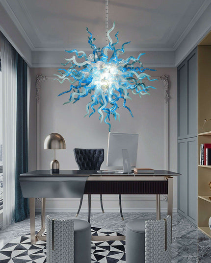 Ocean Blue Artisan Glass Chandelier - Luxurious Illumination for Your Living Space