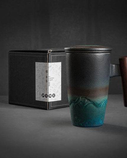 Vintage-Inspired Ceramic Mug Collection with Built-In Tea Infuser | 350ml
