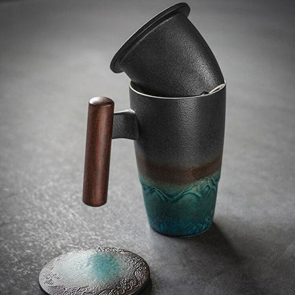 Vintage-Inspired Ceramic Mug Collection with Built-In Tea Infuser | 350ml