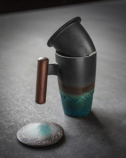 Vintage-Inspired Ceramic Mug Collection with Built-In Tea Infuser | 350ml