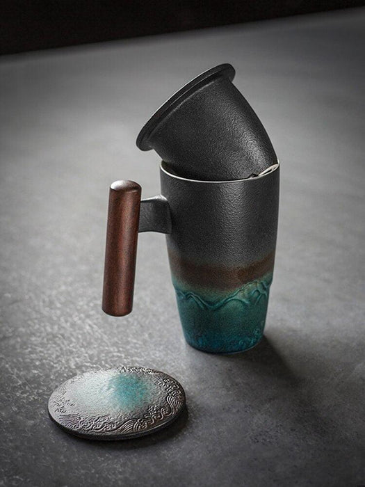 Vintage-Inspired Ceramic Mug Collection with Built-In Tea Infuser | 350ml
