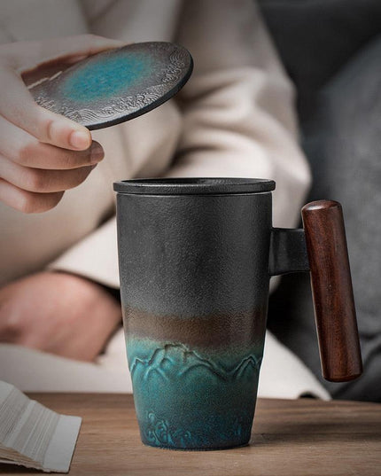 Vintage-Inspired Ceramic Mug Collection with Built-In Tea Infuser | 350ml