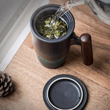 Vintage-Inspired Ceramic Mug Collection with Built-In Tea Infuser | 350ml