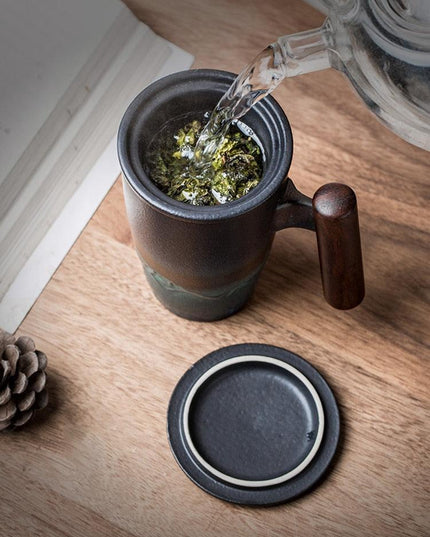 Vintage-Inspired Ceramic Mug Collection with Built-In Tea Infuser | 350ml