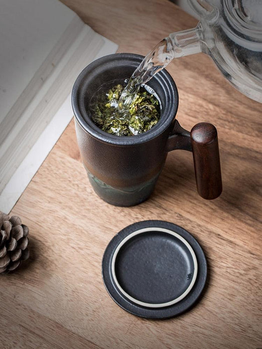 Vintage-Inspired Ceramic Mug Collection with Built-In Tea Infuser | 350ml