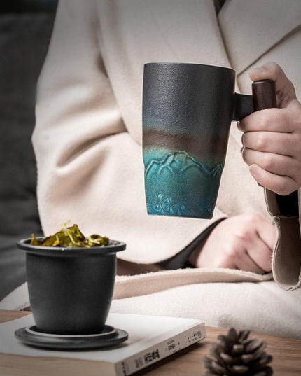 Vintage-Inspired Ceramic Mug Collection with Built-In Tea Infuser | 350ml