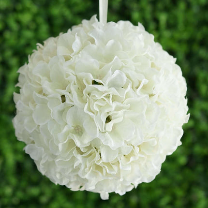 AliKopy 4 Pack 7" Cream Silk Hydrangea Kissing Flower Balls - Realisti