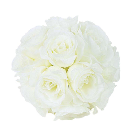 AliKopy 2 Pack 7" Cream Artificial Silk Rose Kissing Ball - Realistic