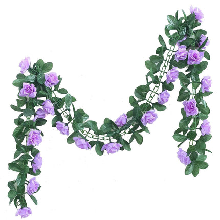 AliKopy 6ft UV Protected Lavender Lilac Silk Rose Garland - Durable De