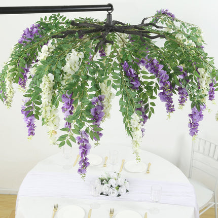 AliKopy 55" Cream Purple Silk Wisteria Vine Canopy with Interchangeabl