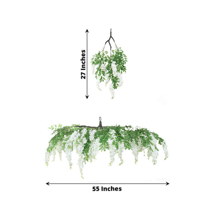 AliKopy 55" White Silk Wisteria Vine Canopy - Interchangeable Branches