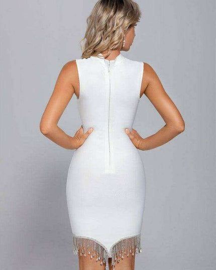 Radiant Rhinestone Tassel Cocktail Dress