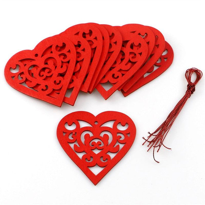Heart-Shaped Wooden Slices Set of 10 for Crafting and Decor