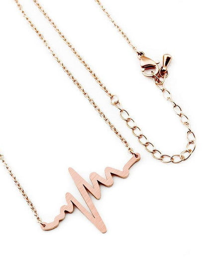 Heartbeat Wave EKG Pendant Necklace in Premium Stainless Steel with Three Elegant Finishes