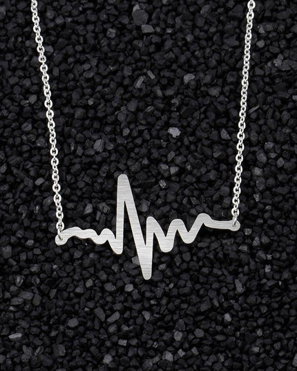 Heartbeat Wave EKG Pendant Necklace in Premium Stainless Steel with Three Elegant Finishes