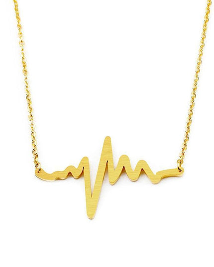 Heartbeat Wave EKG Pendant Necklace in Premium Stainless Steel with Three Elegant Finishes