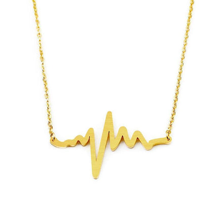 Heartbeat Wave EKG Pendant Necklace in Premium Stainless Steel with Three Elegant Finishes