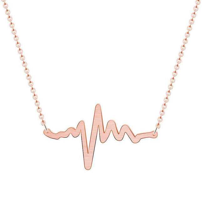 Heartbeat Wave EKG Pendant Necklace in Premium Stainless Steel with Three Elegant Finishes
